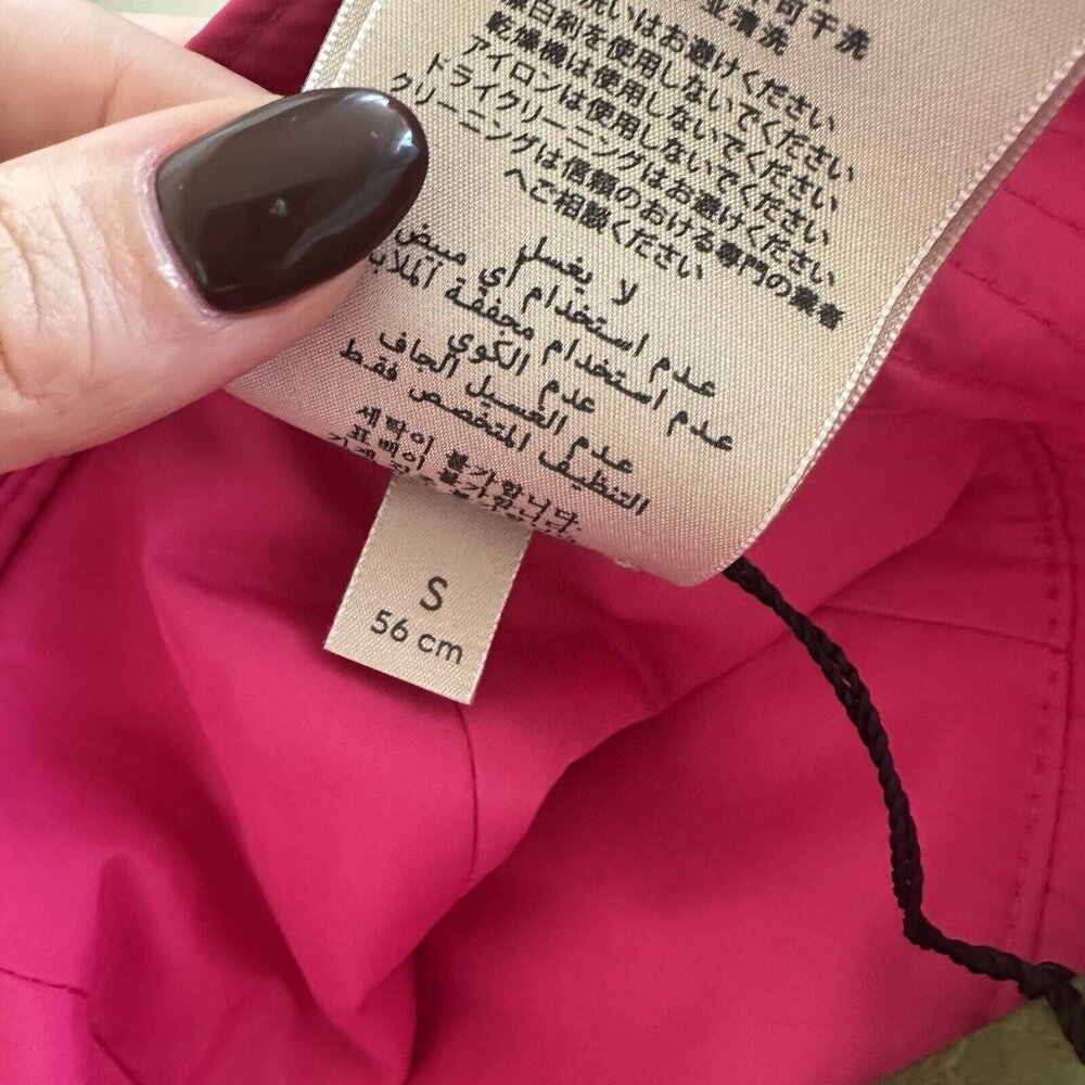 NWT GUCCI NYLON BUCKET PINK HAT GG logo Gold Size S - Picture 6 of 6